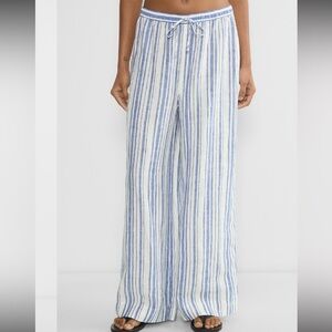 Little Moon Blue and White Striped Wide Leg Pants